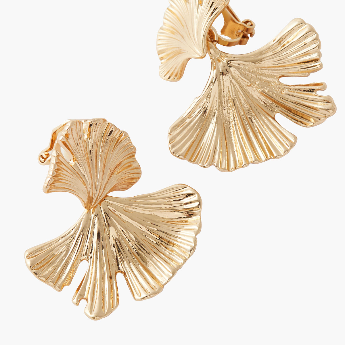 Boucles d'oreilles à clip feuilles de Ginkgo