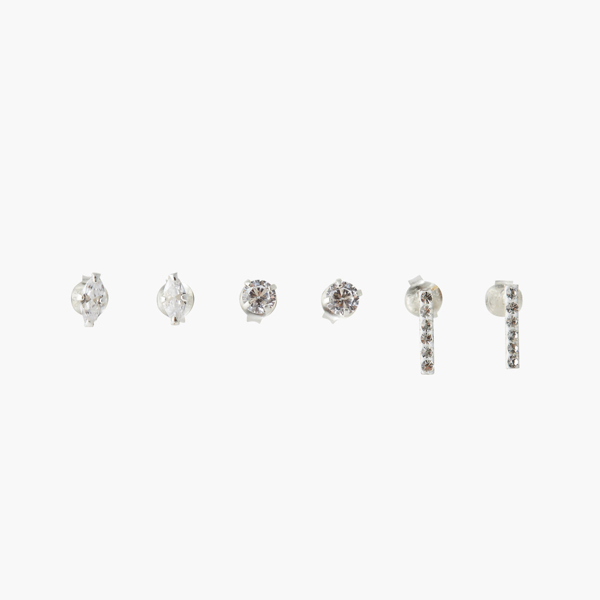 Set de 3 paires de puces d'oreilles zircon - argent garanti 925