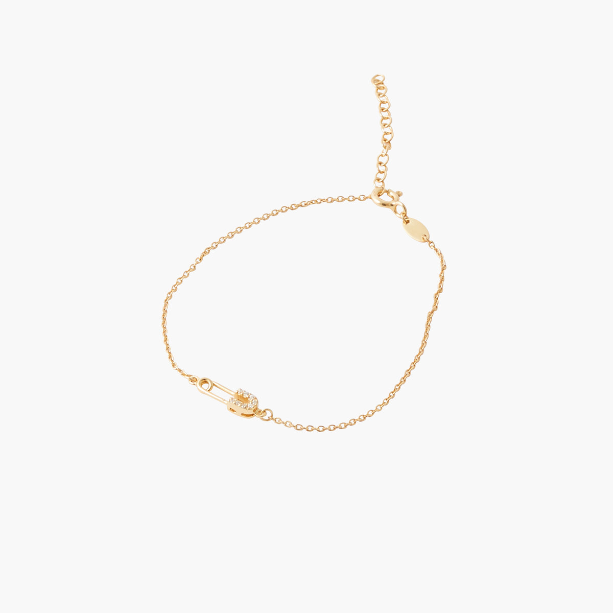 Bracelet chaine fine épingle à nourrisse zircon - argent garanti 925