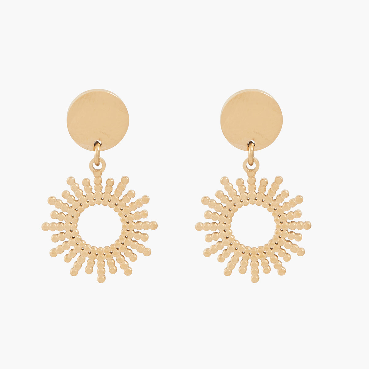 Boucles d'oreilles soleil Acier Inoxydable dorées