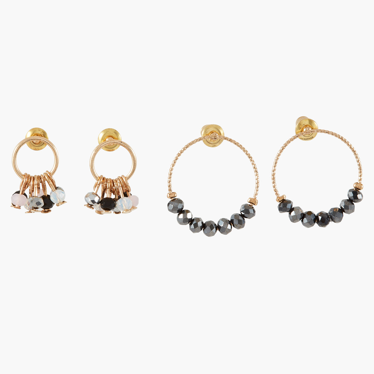 Set de boucles d'oreilles perles facettées Basic Nude