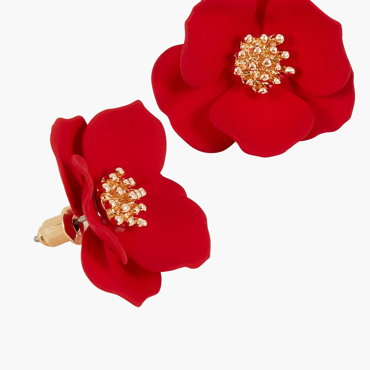 Boucles d'oreilles fleurs rouges