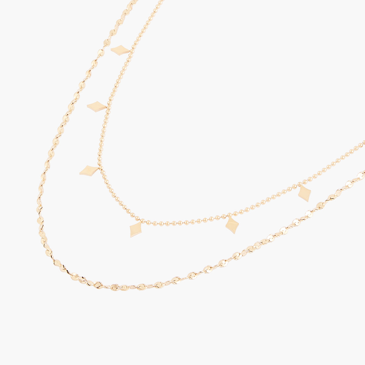 Collier 2 rangs chaines fines Acier Inoxydable doré