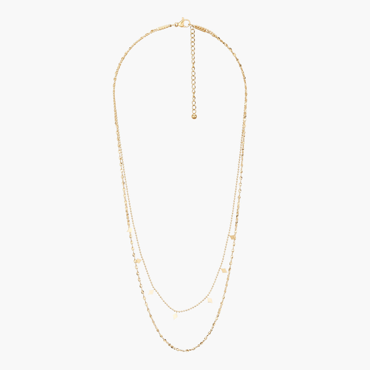 Collier 2 rangs chaines fines Acier Inoxydable doré