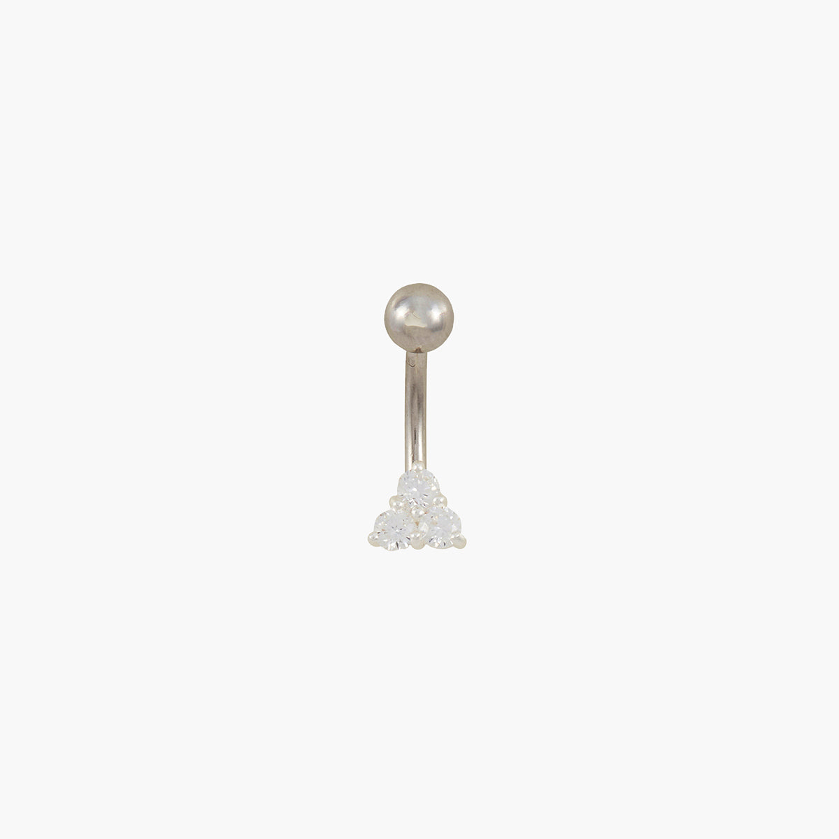 Piercing stud nombril argenté en argent garanti et zirconium