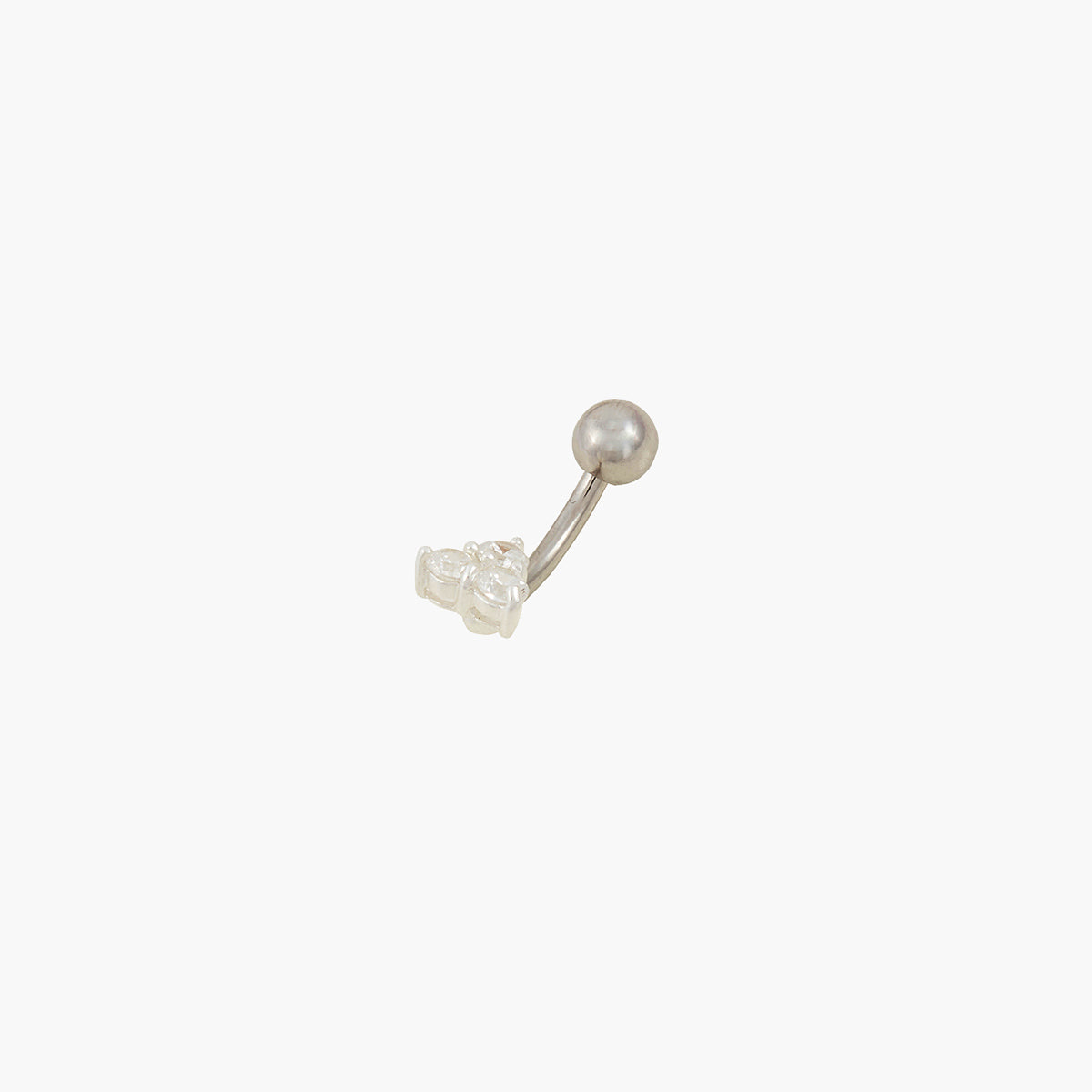 Piercing stud nombril argenté en argent garanti et zirconium