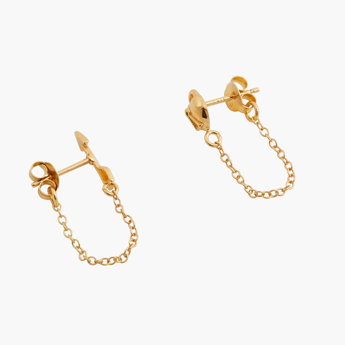 Set de 2 puces d'oreilles avec chaîne Argent Garanti