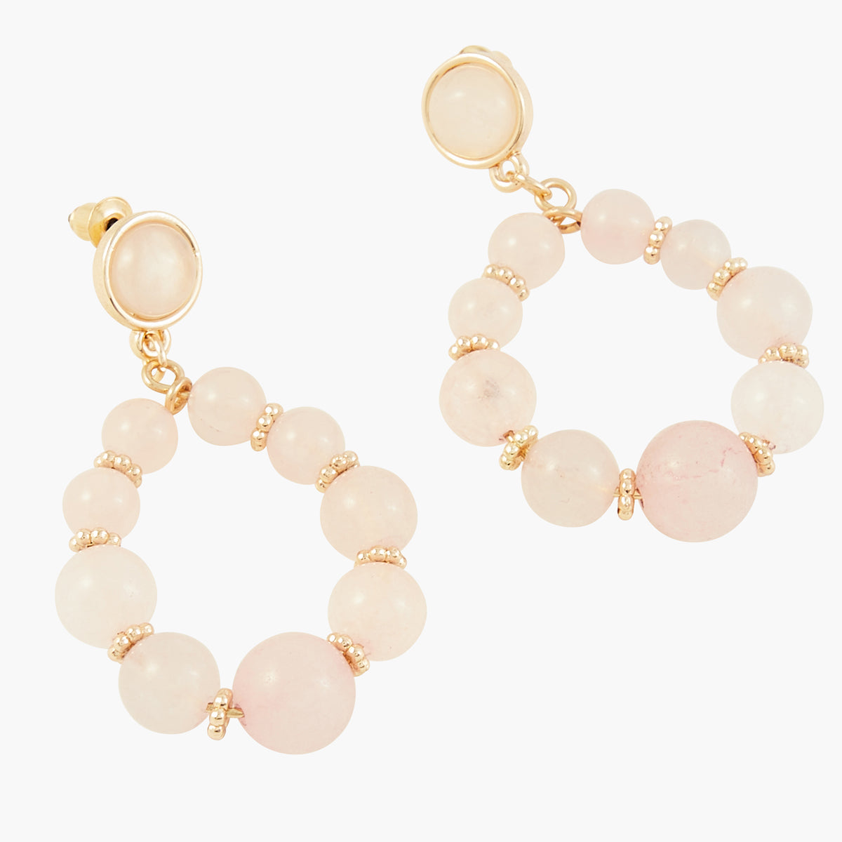 Boucles d'oreilles pierres en Quartz rose