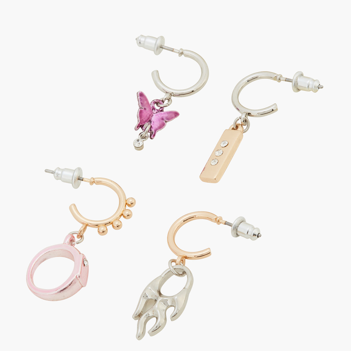 Set de 4 mini-créoles single Gothic Romance