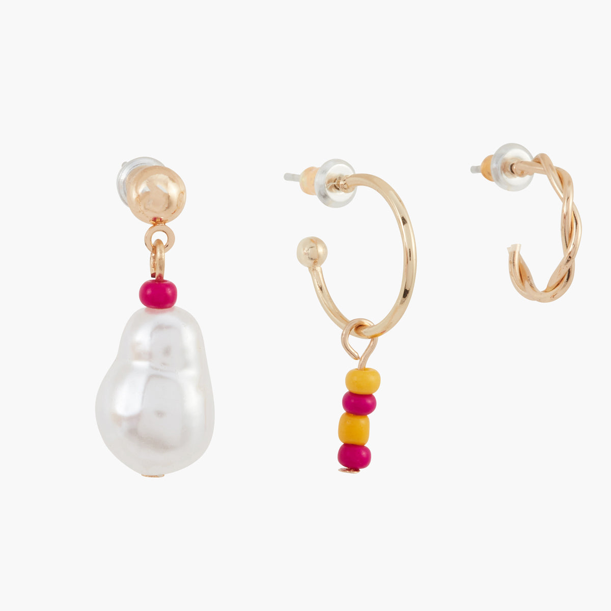 Set de 3 boucles d'oreilles single