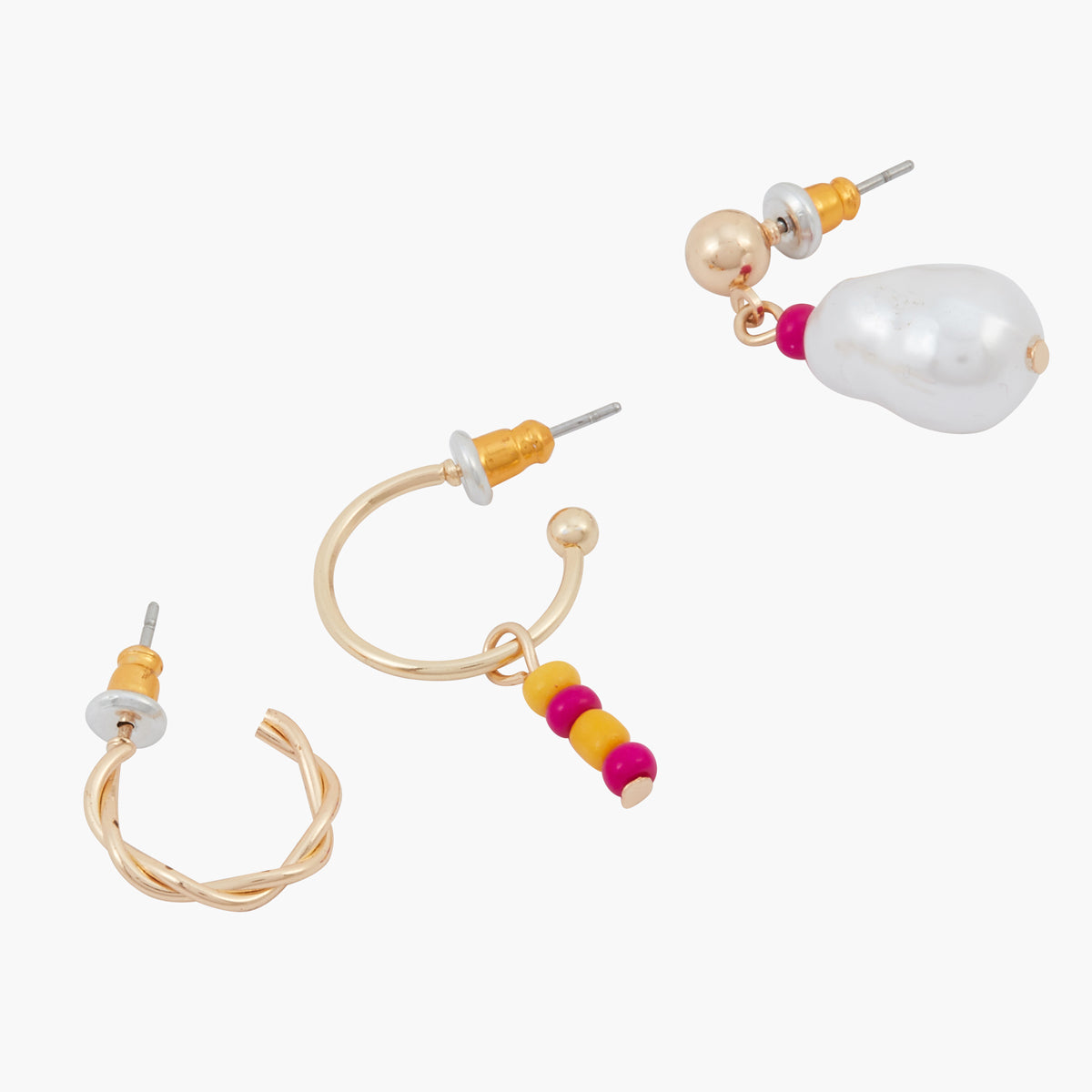 Set de 3 boucles d'oreilles single