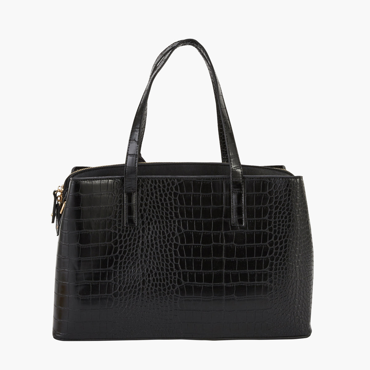 Grand sac noir texturé avec pochette d'ordinateur