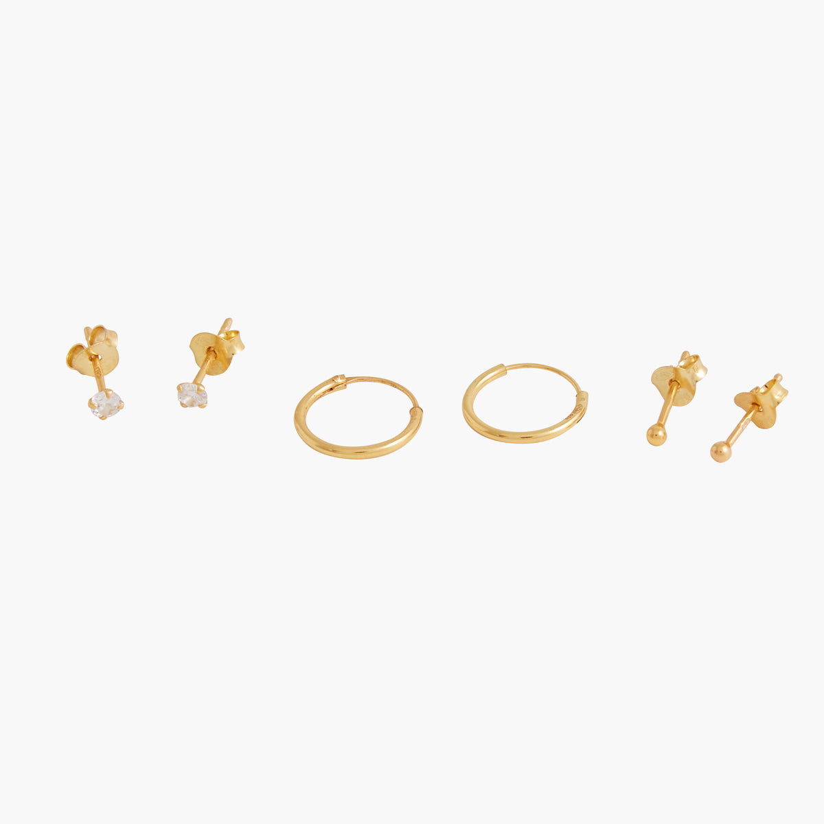 Set 3 paires de boucles d'oreilles - argent 925 doré