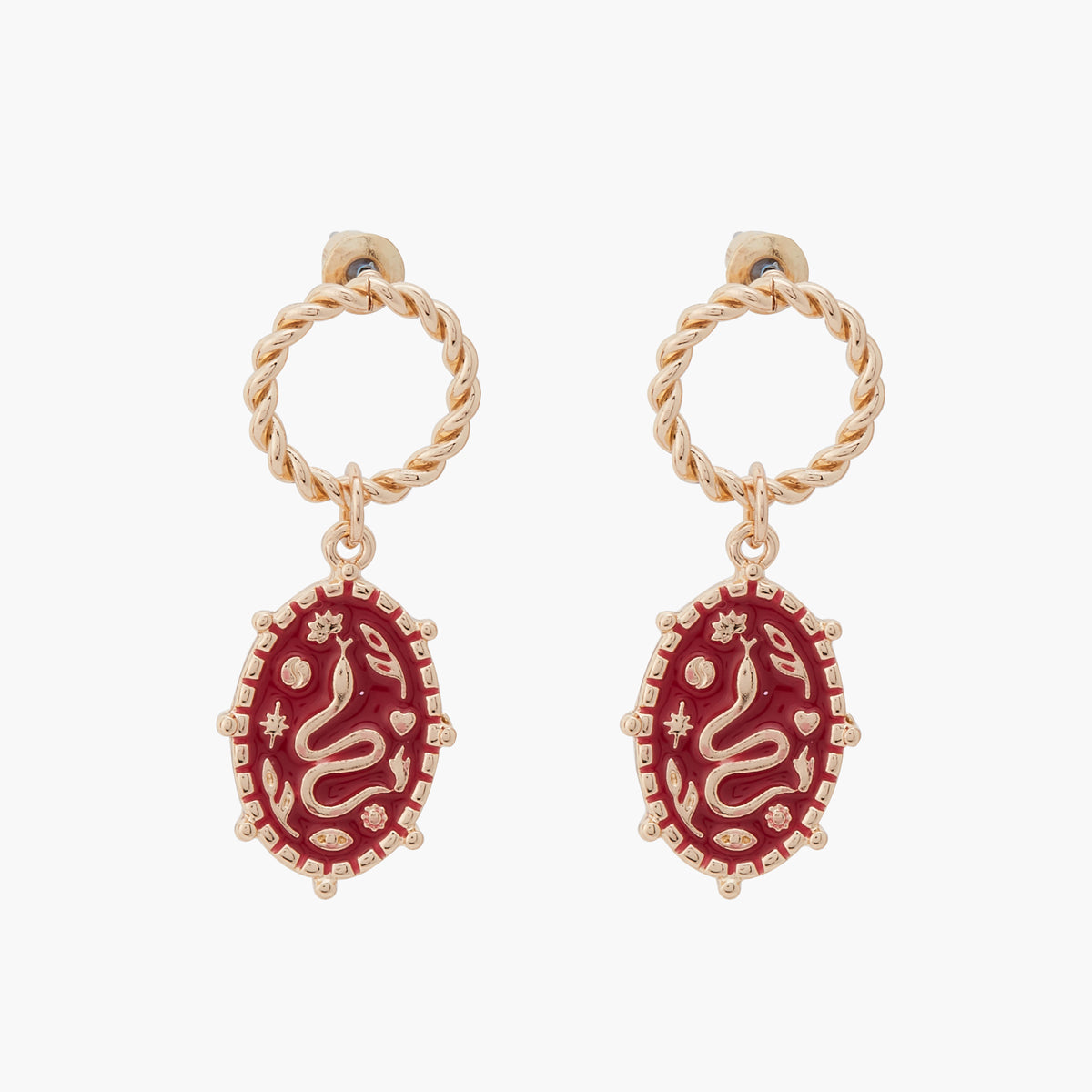 Boucles d'oreilles médaille serpent Talisman