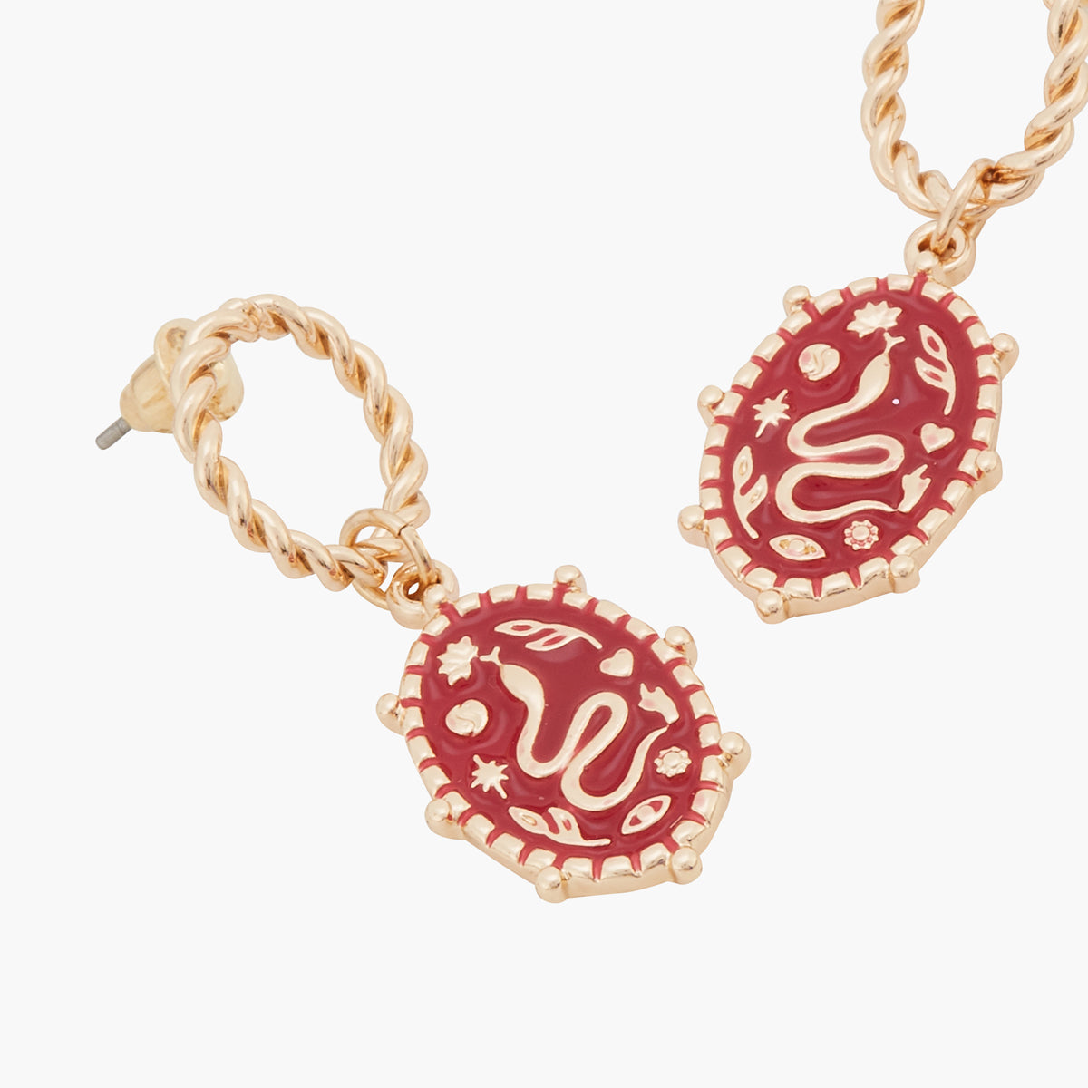 Boucles d'oreilles médaille serpent Talisman