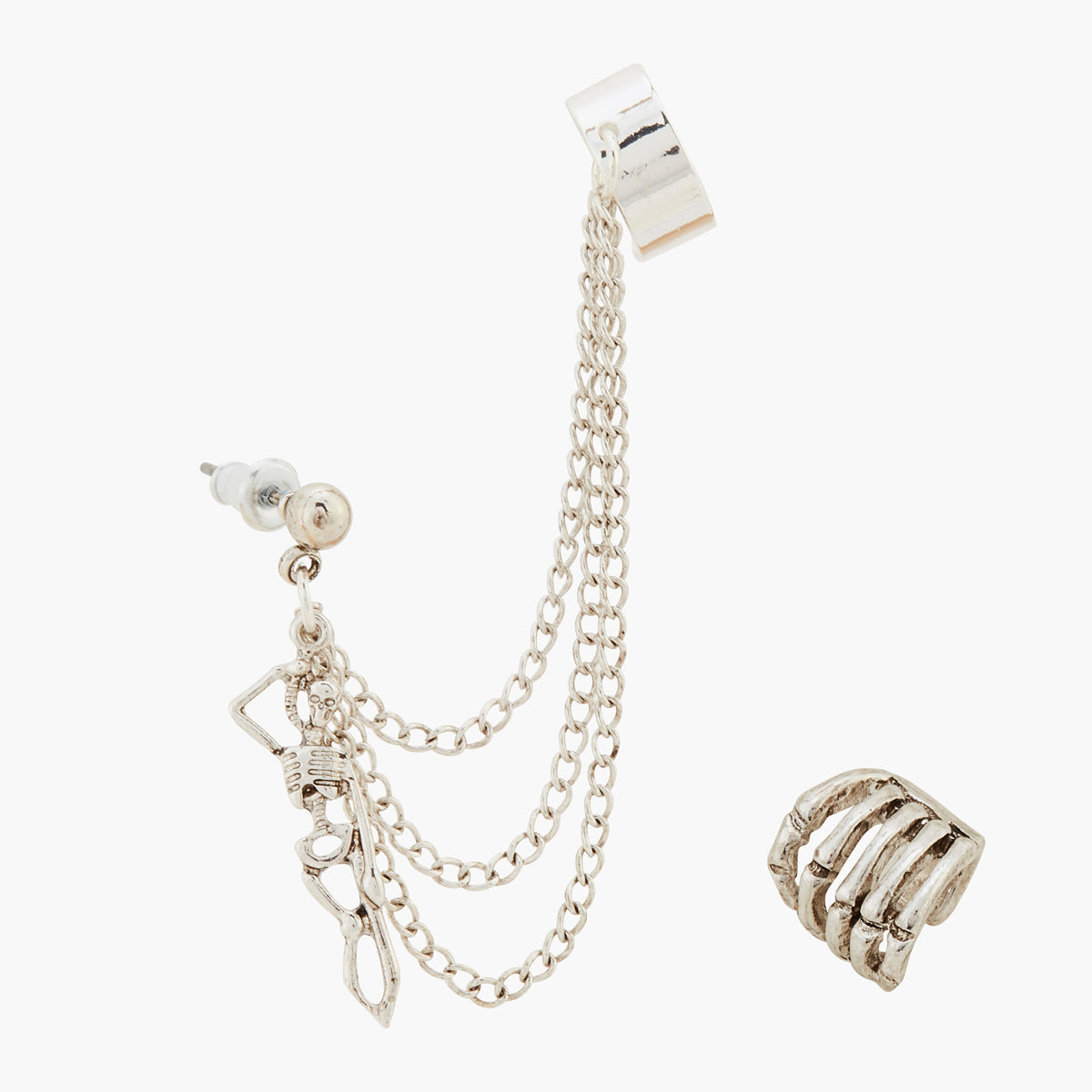 Set de 2 bijoux d'oreilles squelette Halloween