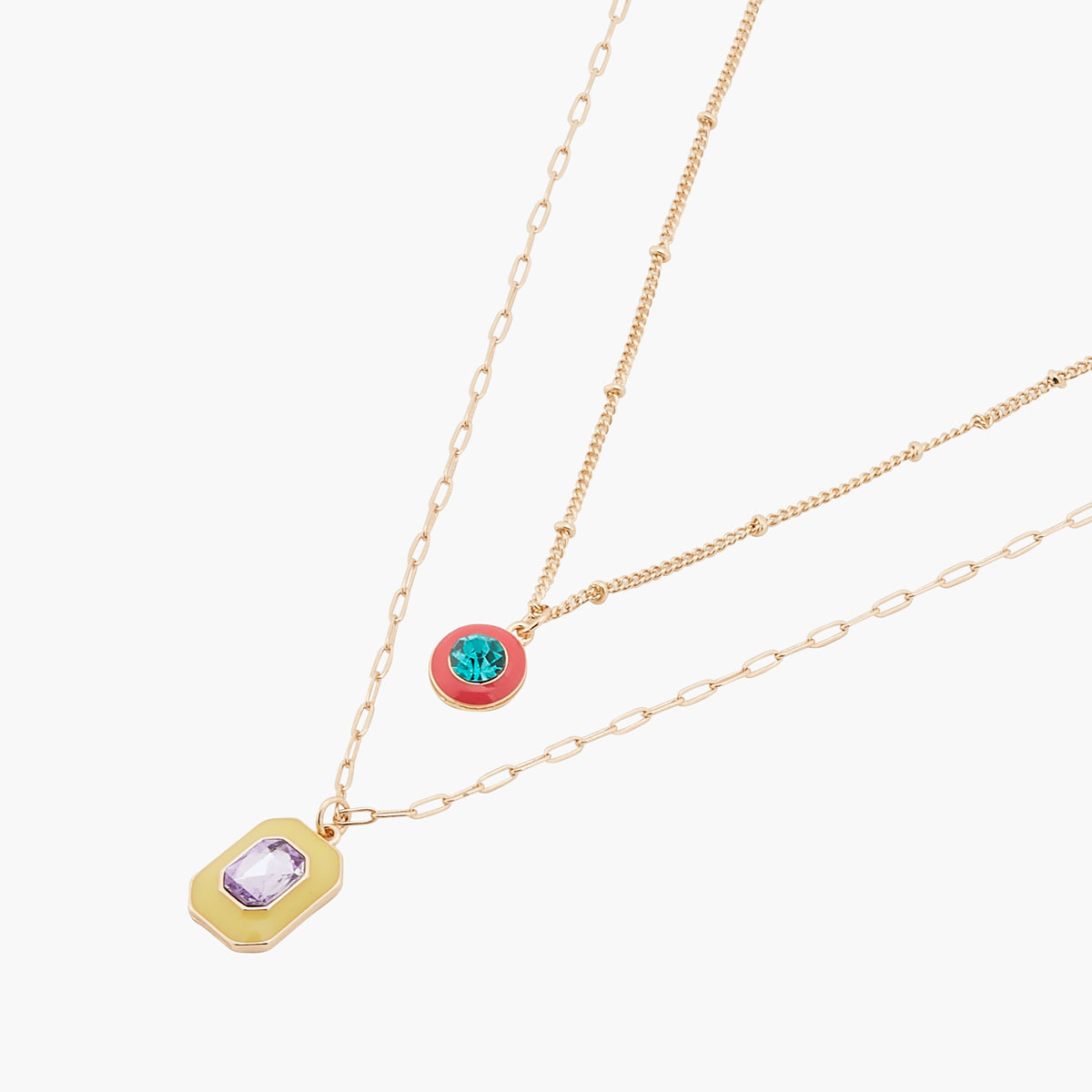 Collier 2 rangs strass colorés