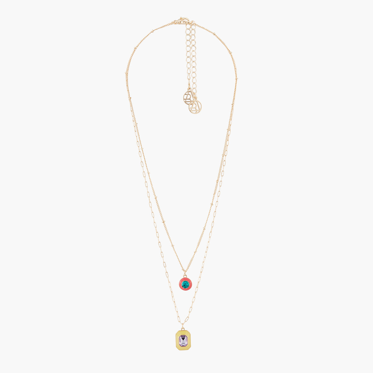 Collier 2 rangs strass colorés