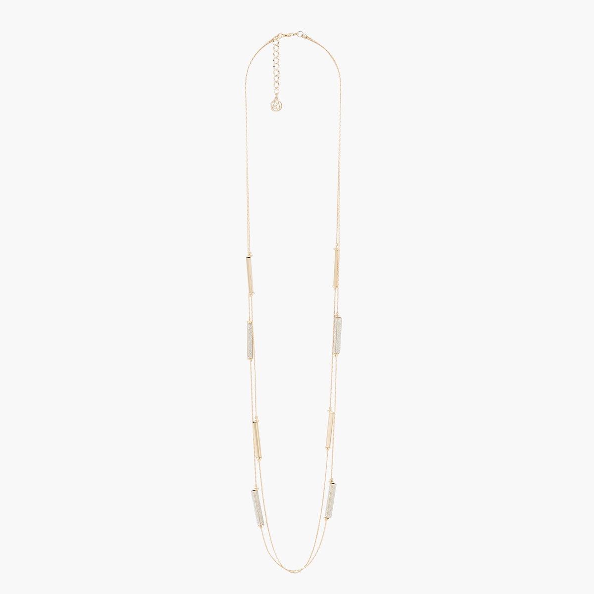 Sautoir 2 rangs pailleté argenté et doré