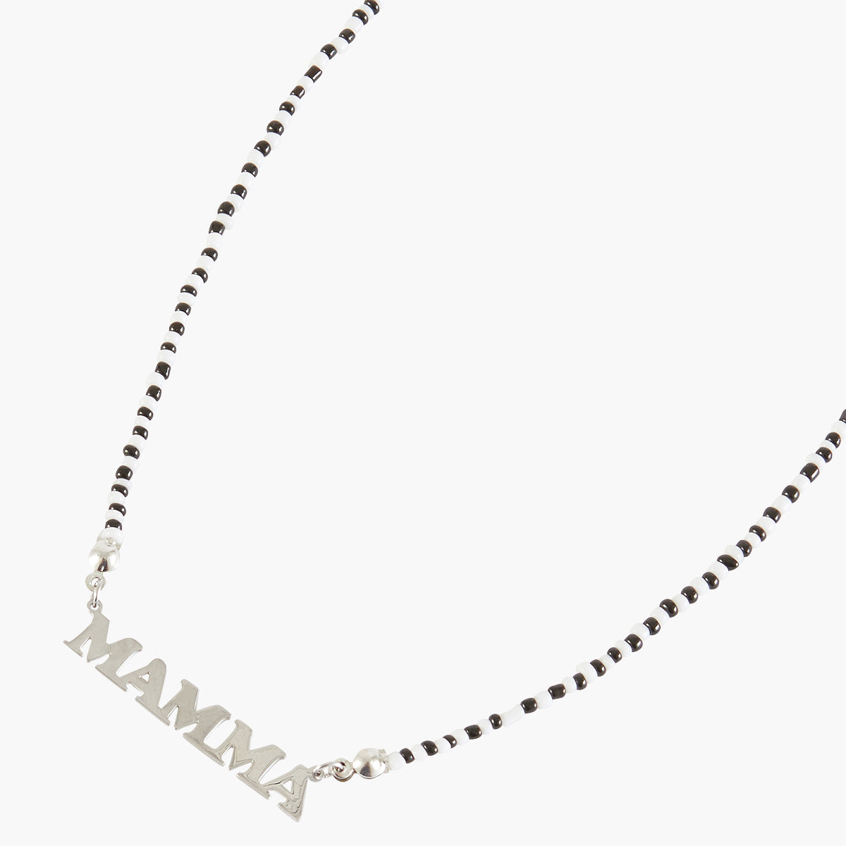 Collier Mamma en acier inoxydable argenté et perles de rocaille