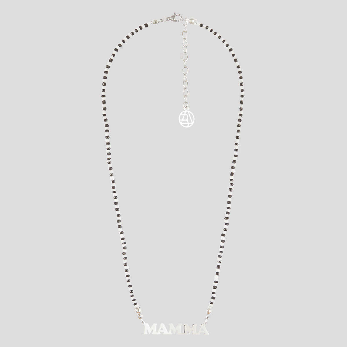 Collier Mamma en acier inoxydable argenté et perles de rocaille