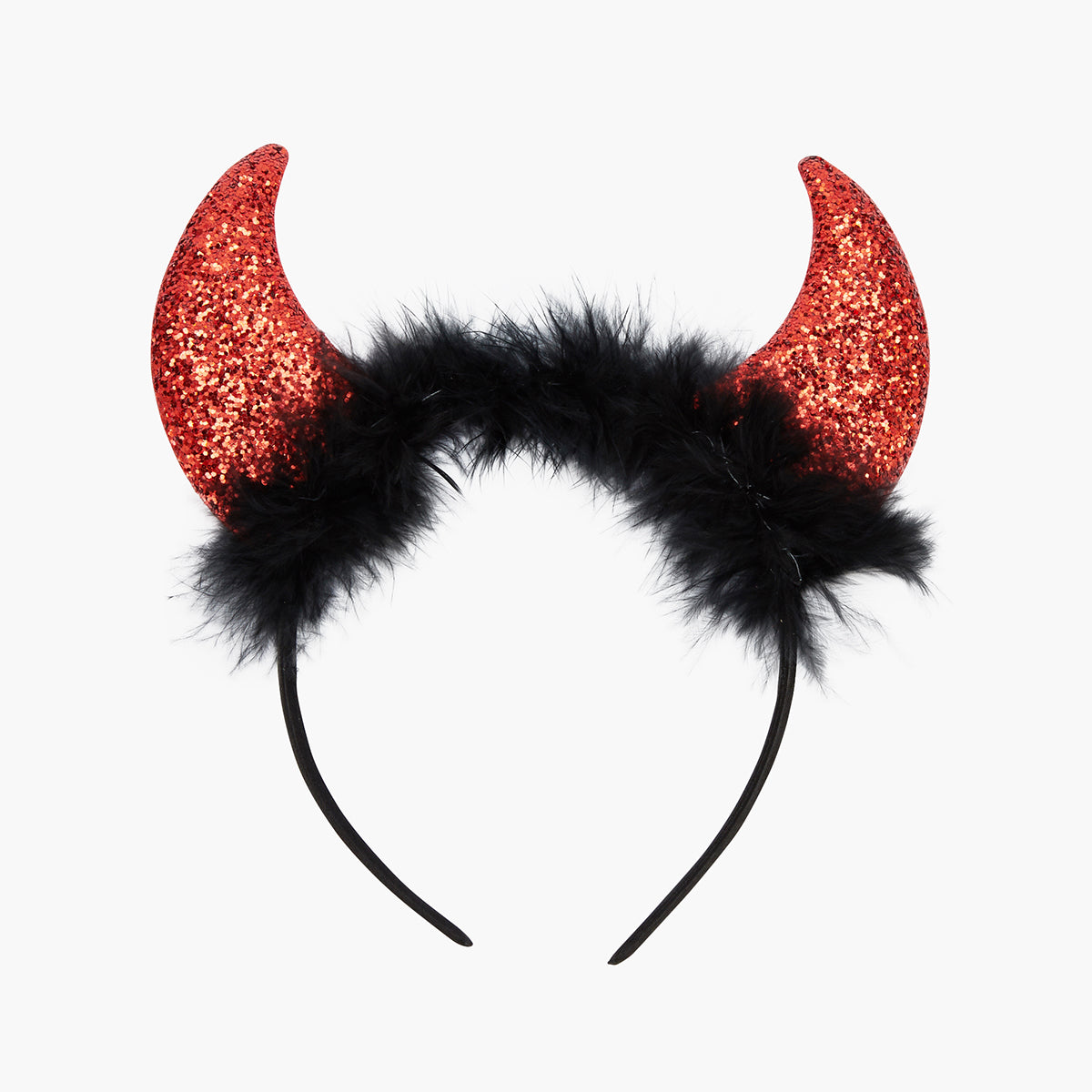 Serre-tête diable cornes rouge paillettes Halloween