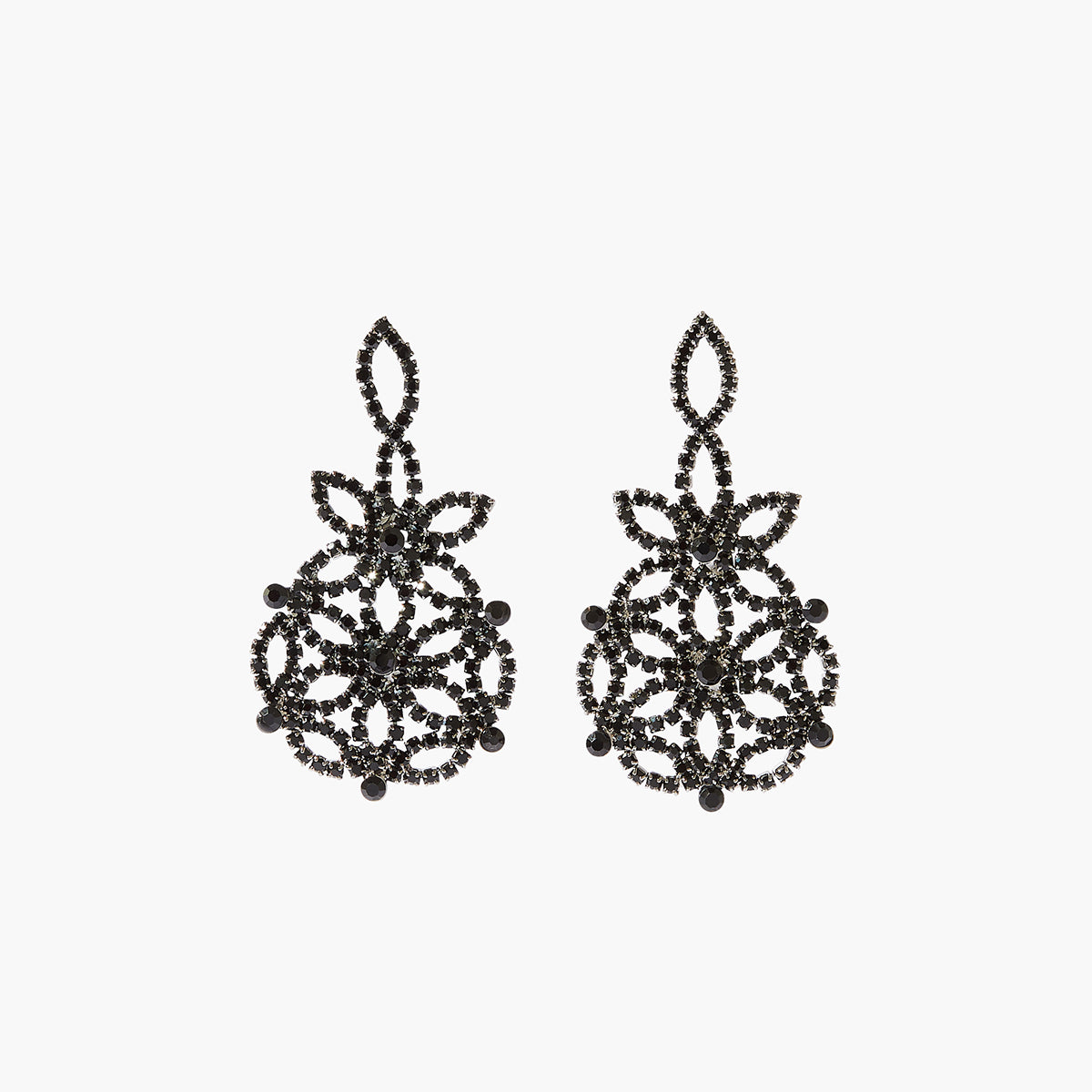 Boucles d'oreilles effet filigrane strass noir