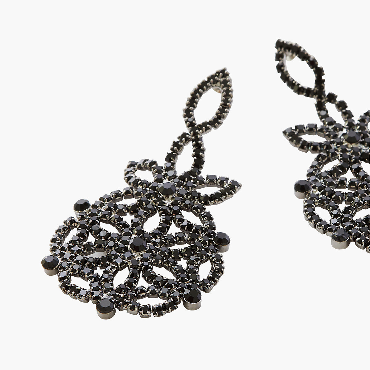 Boucles d'oreilles effet filigrane strass noir