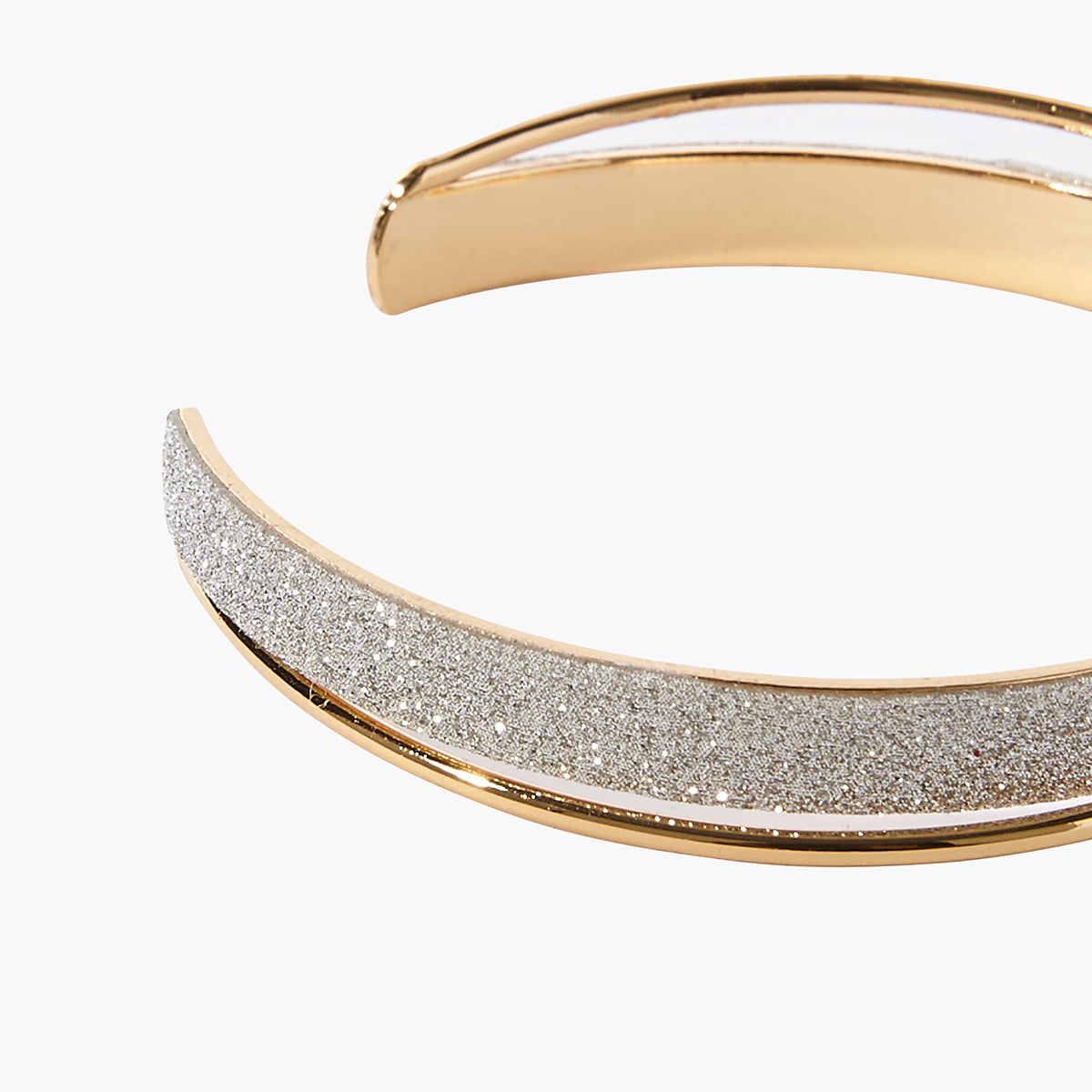 Manchette dorée à paillettes argentées