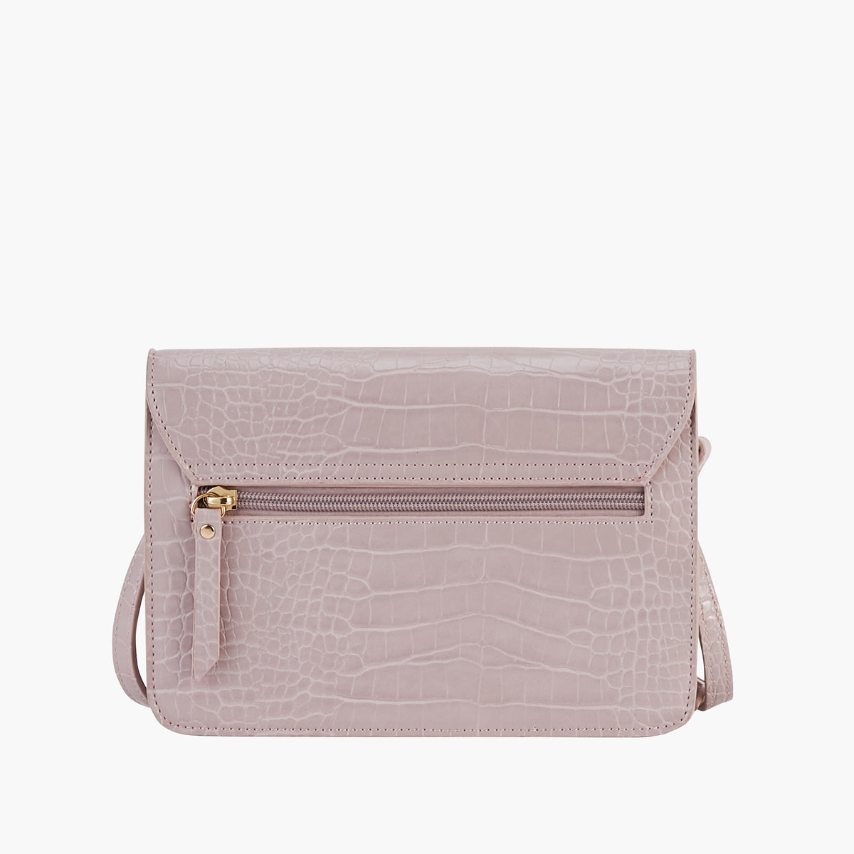 Sac à bandoulière effet croco coloris lilas