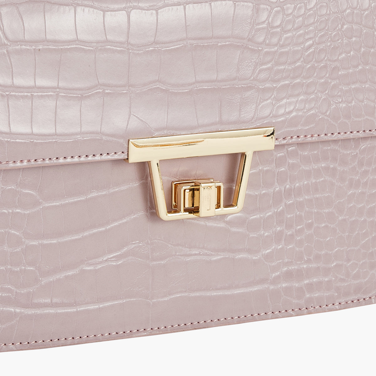 Sac à bandoulière effet croco coloris lilas