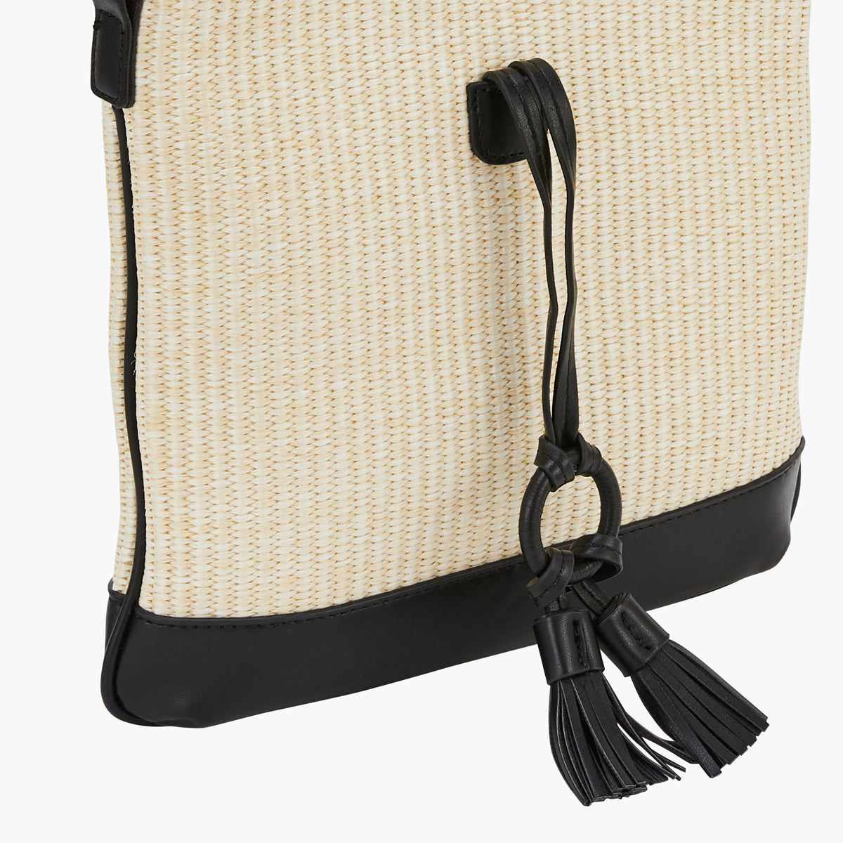 Sac à bandoulière pompon beige et noir