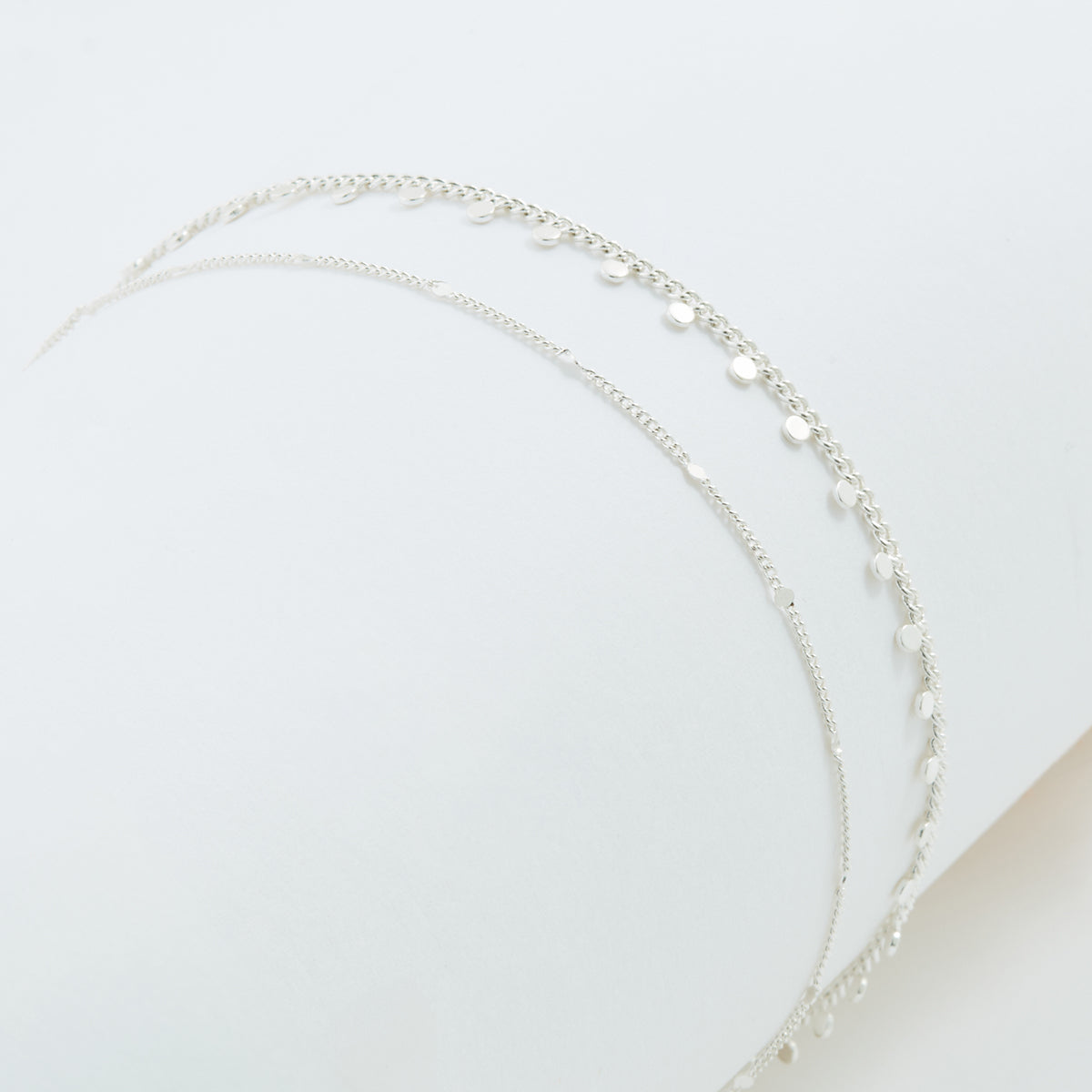 Set de 2 chaines de cheville argenté