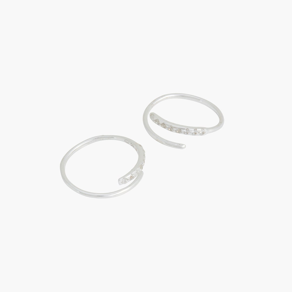 Anneaux d'oreilles argent 925 et strass de zircon