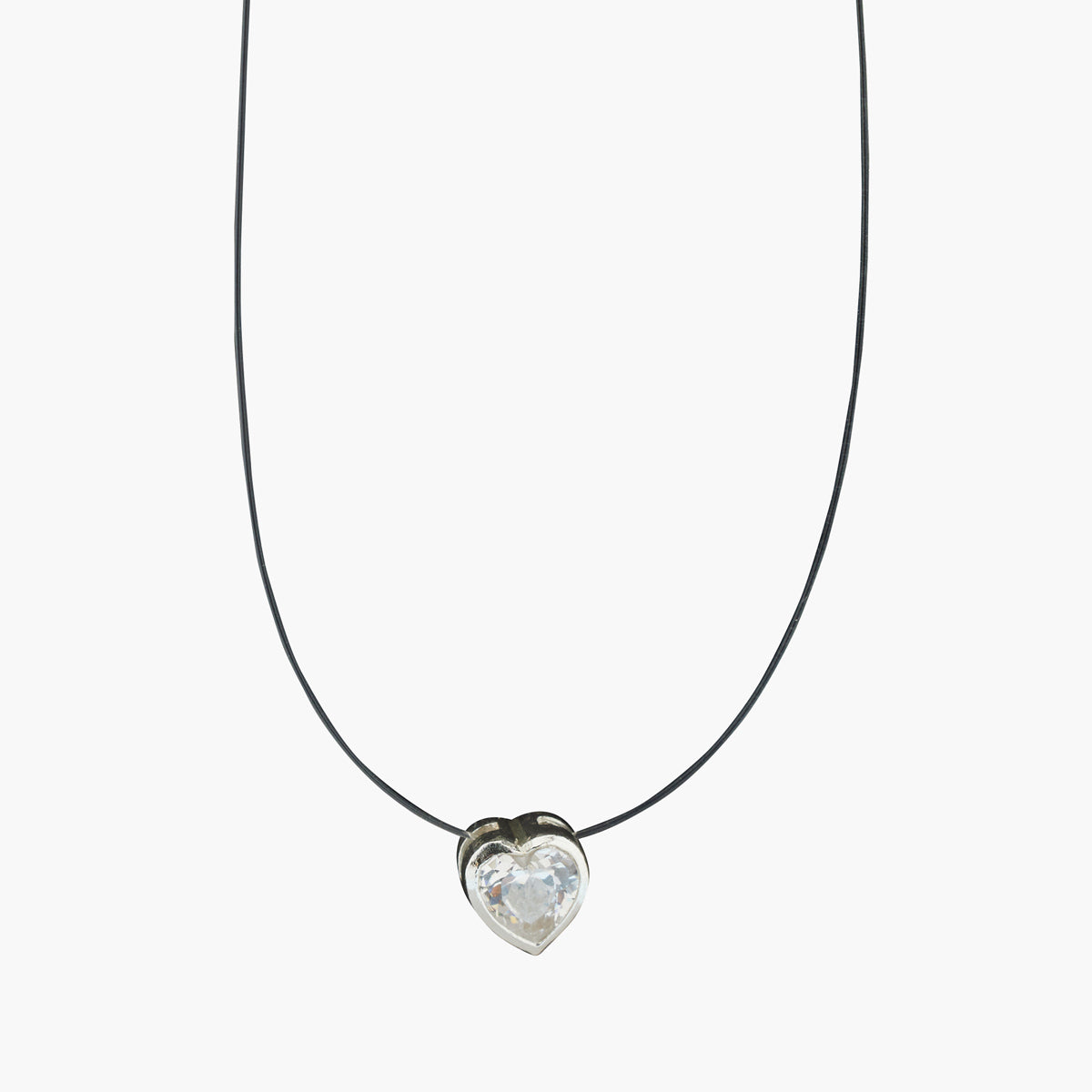 Collier à pendentif cœur de zircon - argent garanti 925