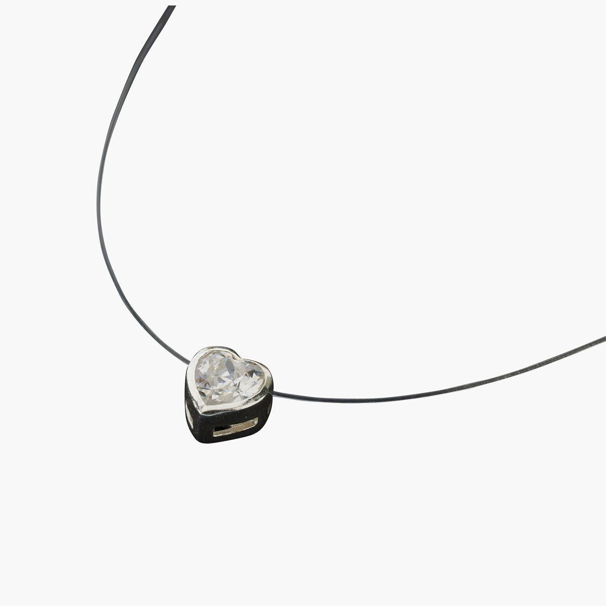 Collier à pendentif cœur de zircon - argent garanti 925