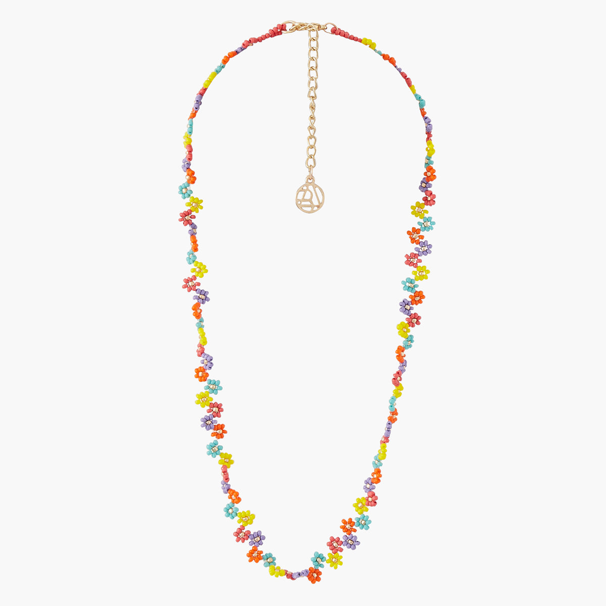 Collier fleurs en perles de rocaille multicolore