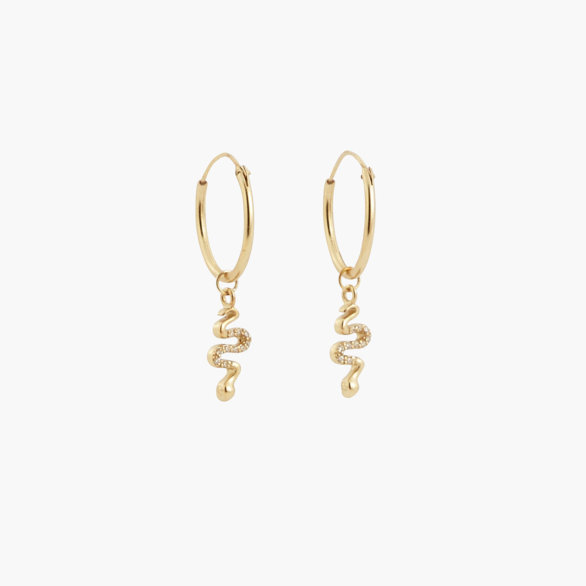 Créoles pendentif serpent zircon - argent garanti 925 doré