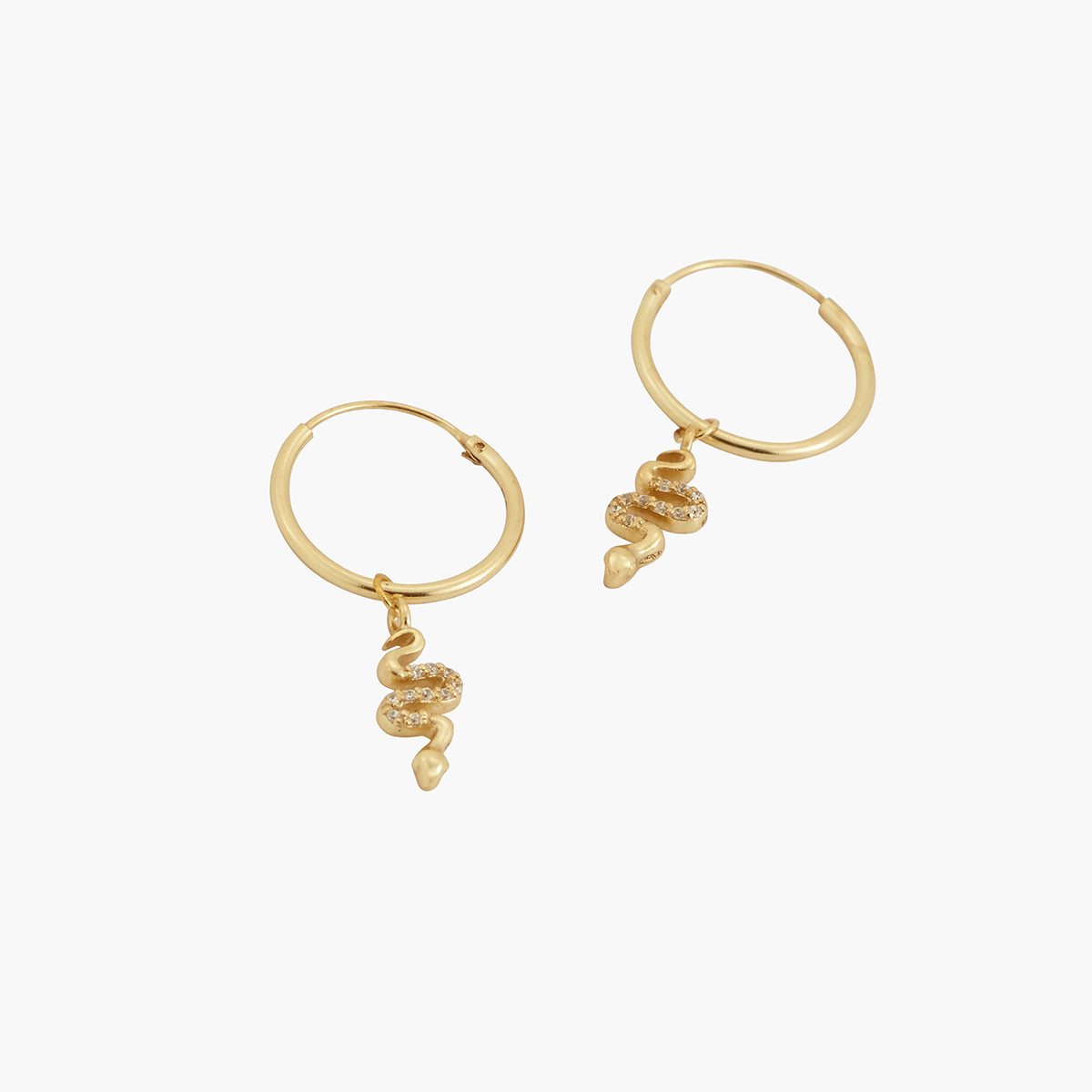 Créoles pendentif serpent zircon - argent garanti 925 doré