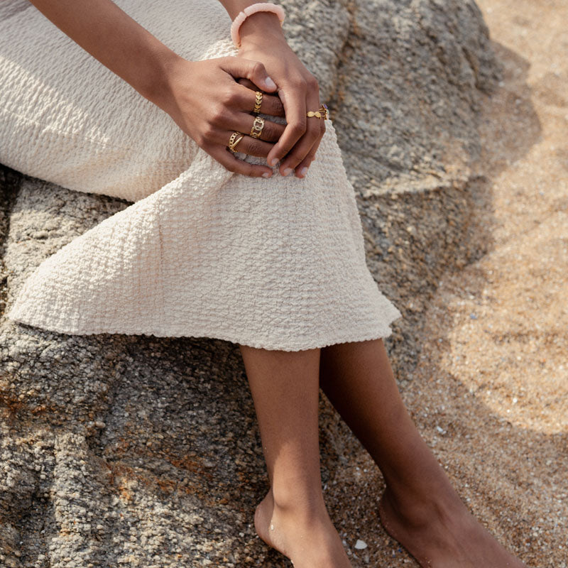 Bague effet chaîne Acier Inoxydable doré