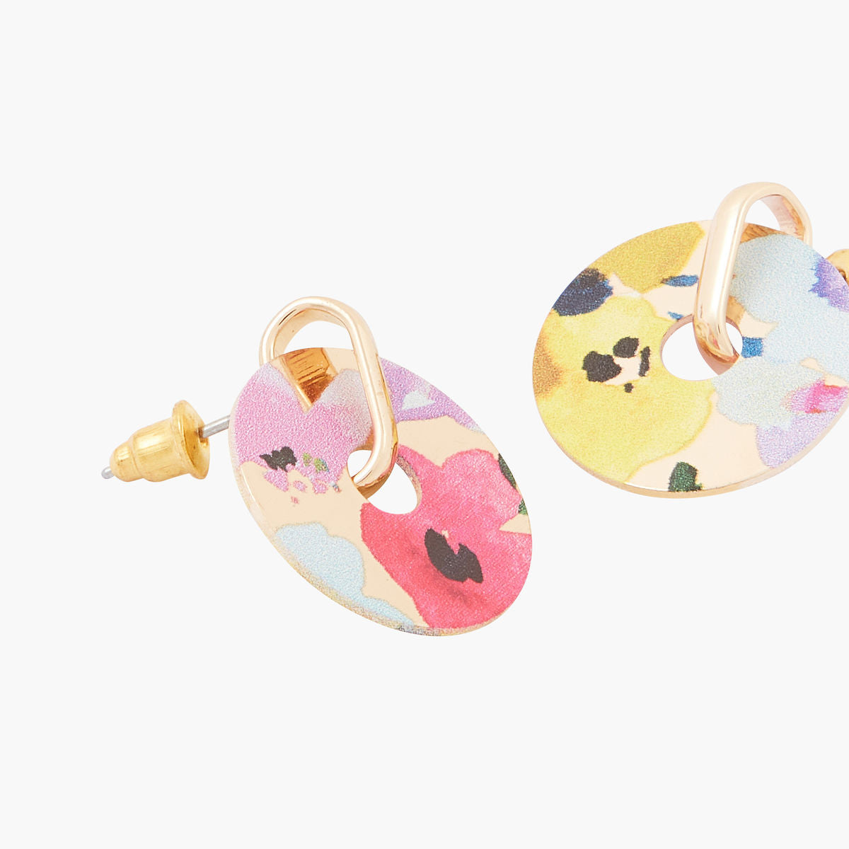 Boucles d'oreilles Balagane rondes imprimé fleurs