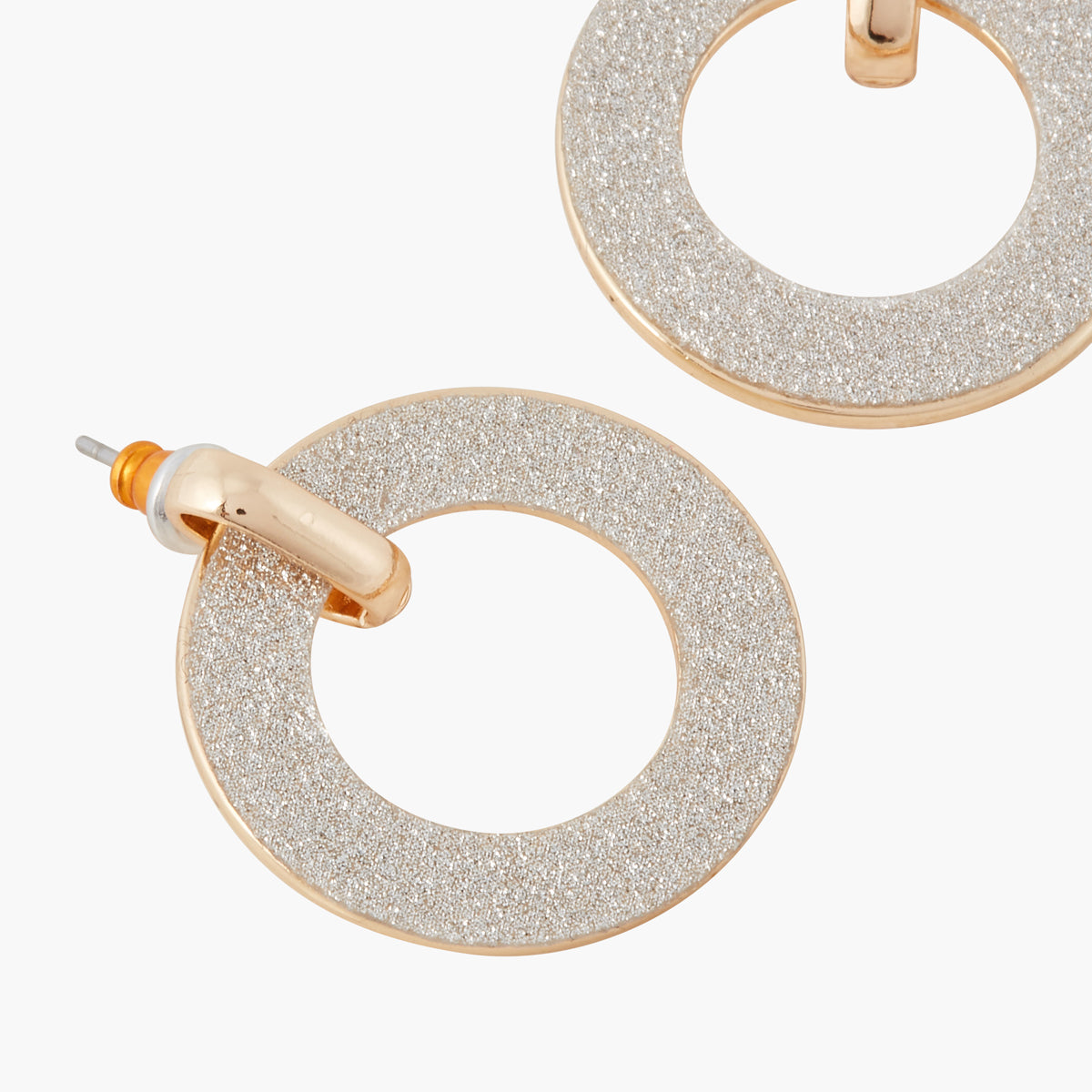 Boucles d'oreilles anneaux dorés à paillettes argentées