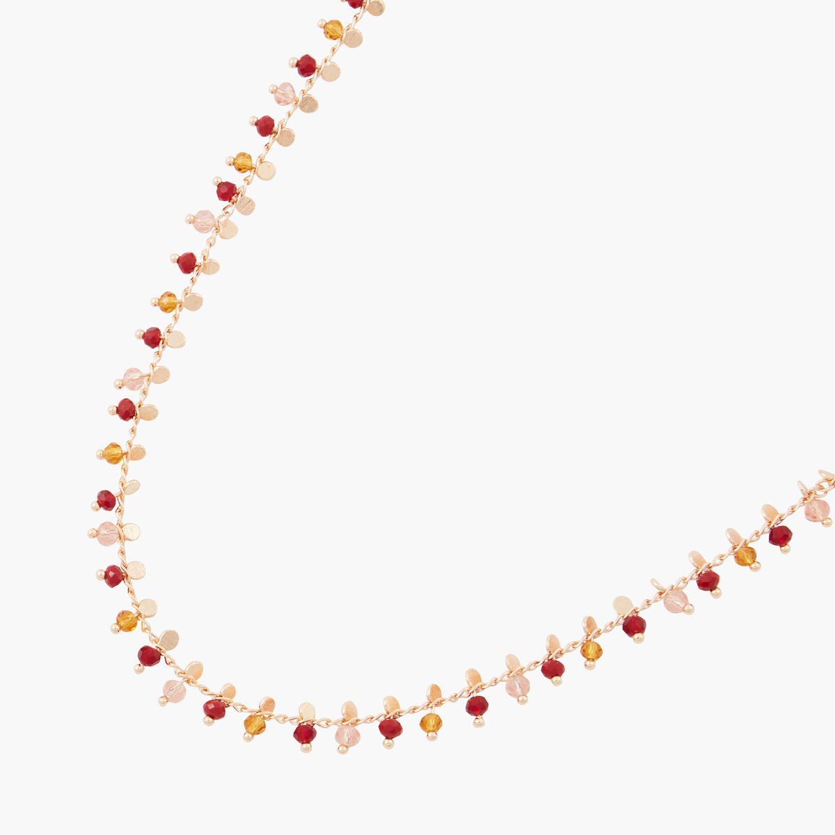 Collier perles à facettes rouges et orange