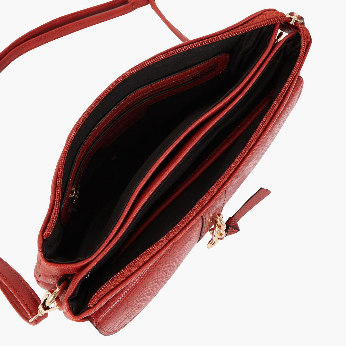 Pochette brique multipoches effet lezard