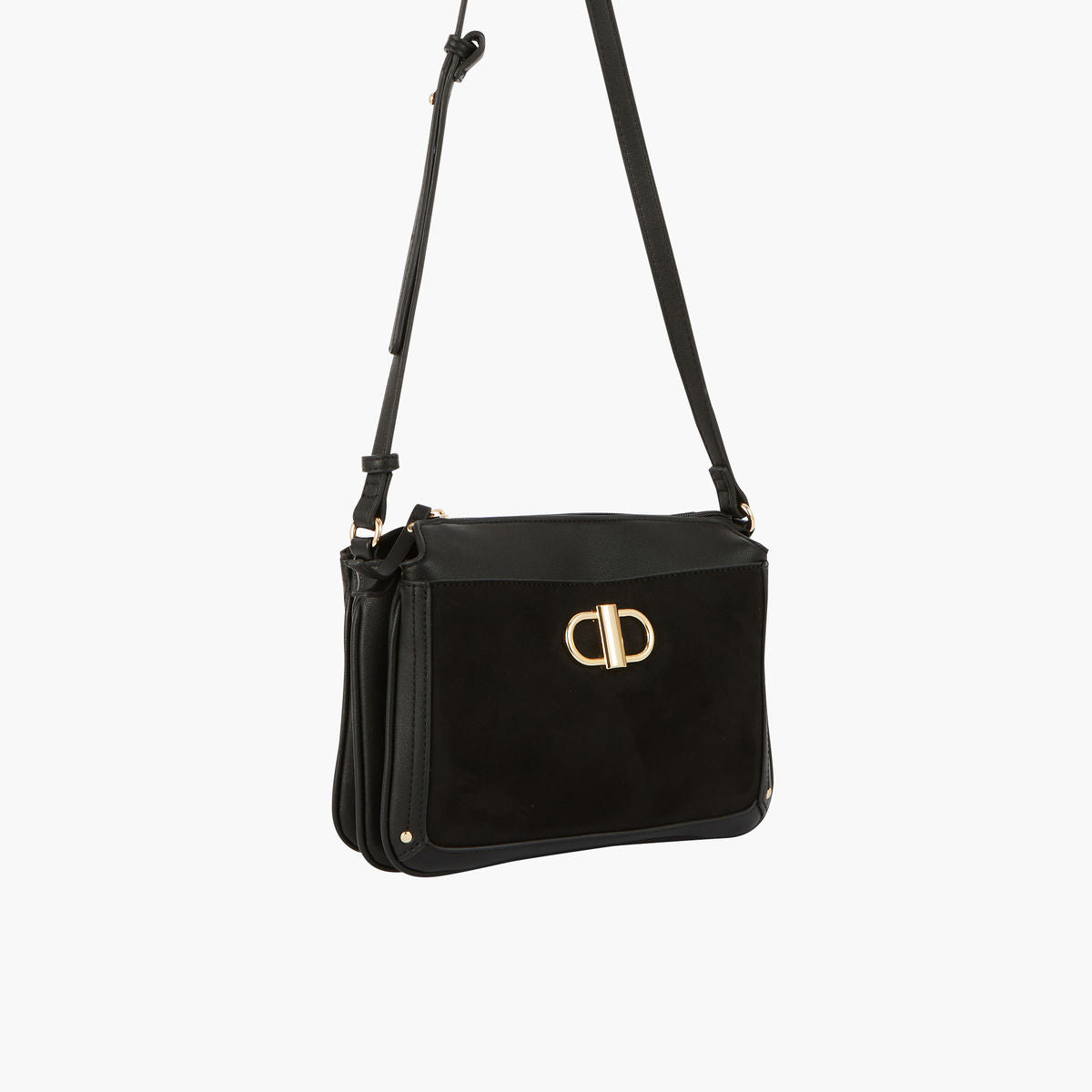 Sac noir bi-matière effet suede