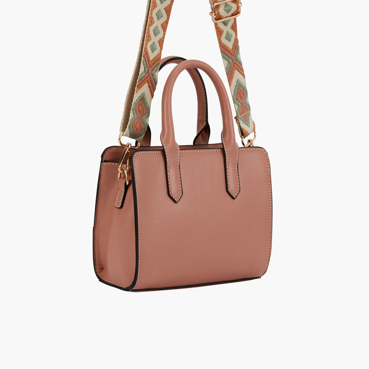 Sac à main et bandoulière à motif ethnique - rose