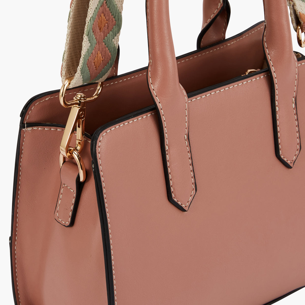 Sac à main et bandoulière à motif ethnique - rose