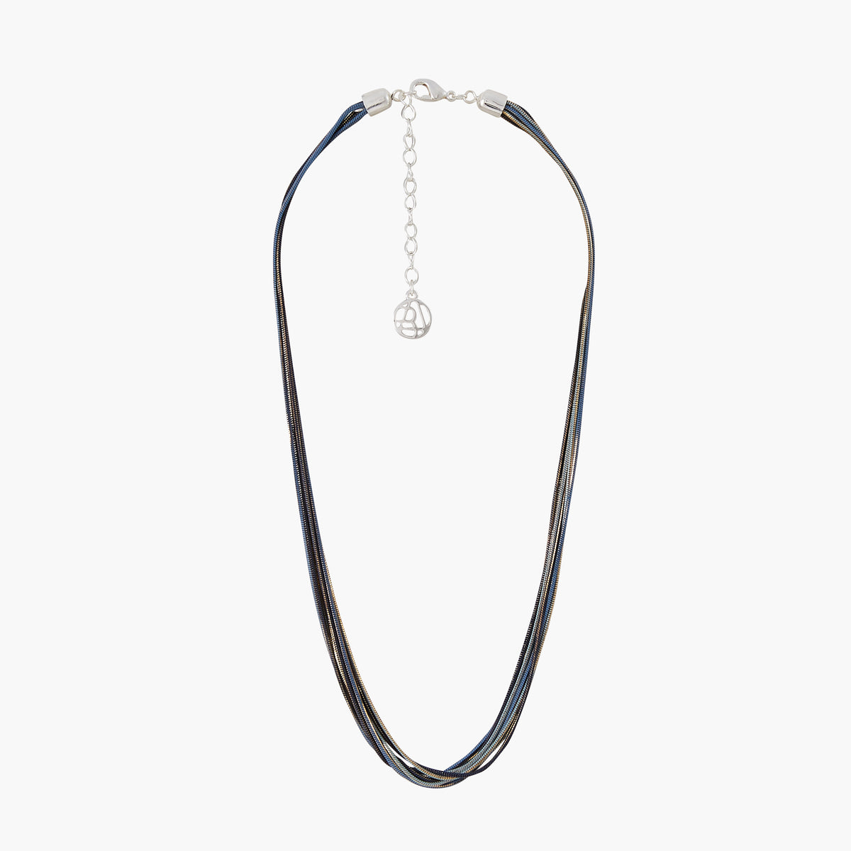Collier multi rangs bleu et noir
