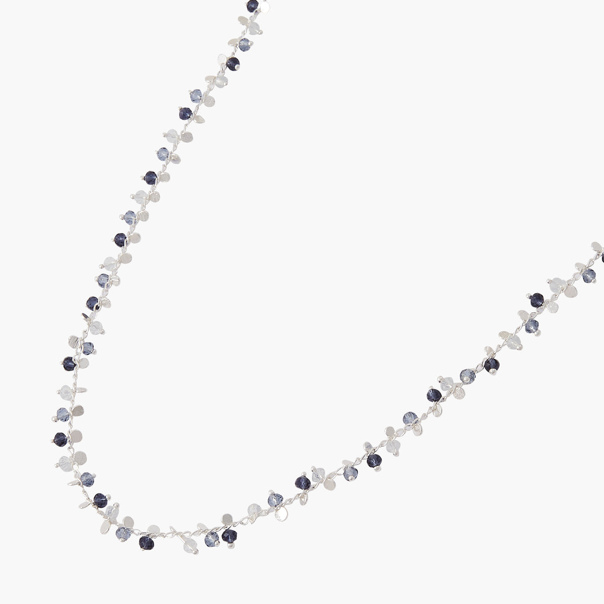 Collier perles à facettes bleues
