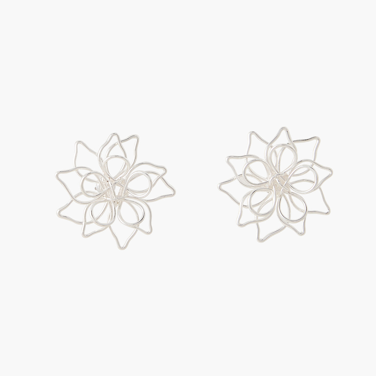 Boucles d'oreilles fleurs filaires argentées